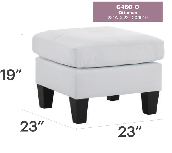 English Elm Stylish White PU Seating Ottoman 19"H x 23"W x 23"D — No Assembly, Compact Comfort for Small Spaces B078108257