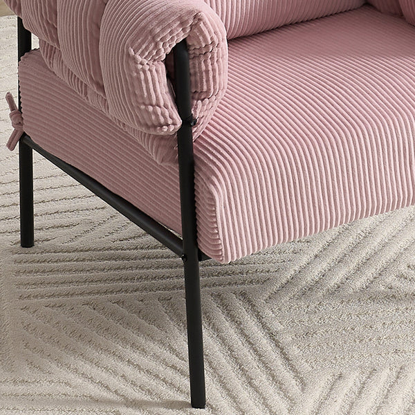 English Elm TS Modern decorative chair with plush teddy fleece upholstery and gold metal legs for luxe comfort and style Light Pink W2311P308066