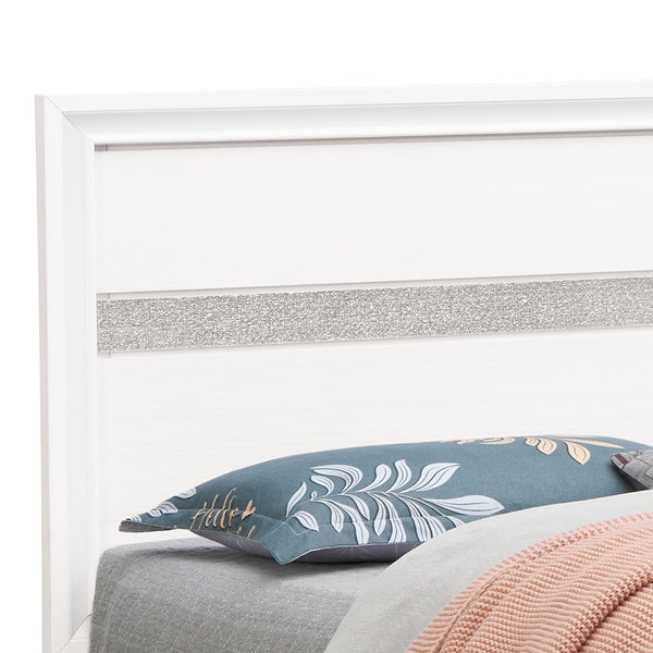 English Elm Madrid Queen Bed With Under-Bed Storage, Elegant White Finish & Silver Trim - Modern Bedroom Centerpiece B078S00615