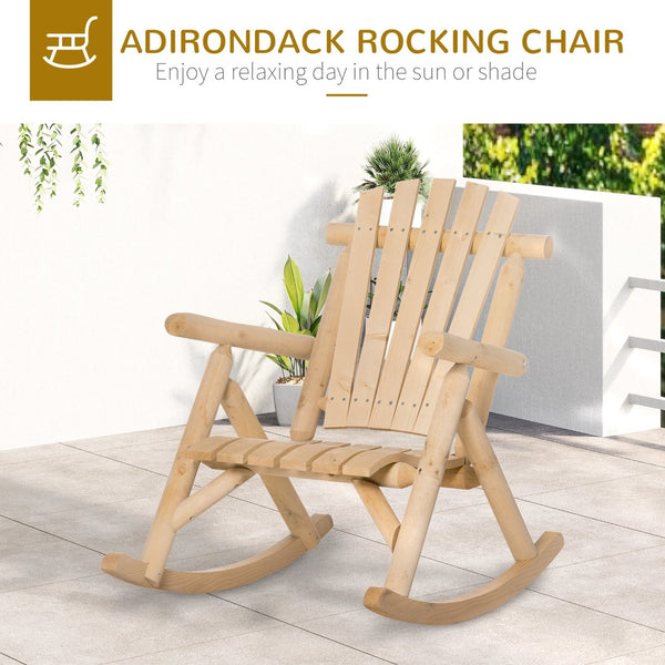 English Elm Outsunny Rustic Adirondack Rocking Chair For Relaxation - Elegant Wooden Design For Patios & Gardens W2225P217108-GIGA