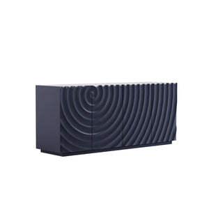 English Elm Buffet Modern Minimalist 4-Door Sideboard with Open Shelves, Anti-Tip Freestanding Storage, Navy W2263P353606
