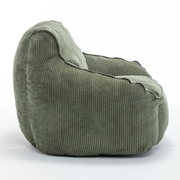 English Elm Giant Corduroy Bean Bag Sofa with Armrests Foam Filled Cozy Adult Lounge Chair Green W2200P442802
