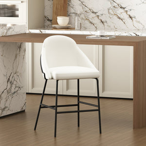 English Elm Gracie Modern Counter Stool - Stylish White & Black Metal Design With Plush Leatherette Seating B365P397976