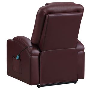 English Elm Macklin Faux Leather Power Lift Recliner with Heat Massage and Storage Pockets Wine Red B062P466805