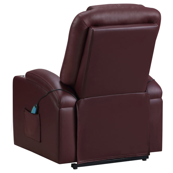 English Elm Macklin Faux Leather Power Lift Recliner with Heat Massage and Storage Pockets Wine Red B062P466805