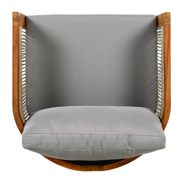 English Elm Christopher Knight Home® - Premium Acacia Wood Outdoor Club Chair With Curved Tub Design, Woven Rope, Water-Resistant Cushions N767P367654E