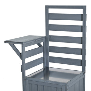 English Elm Topmax Modular Fir Wood Outdoor Kitchen Cart Stainless Steel Prep Station Gray N717P417963E