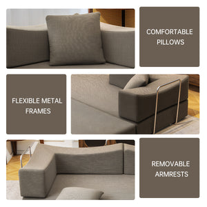 English Elm 2-In-1 Convertible Modular Sofa Bed With Memory Foam - Stylish Khaki Couch, No Assembly Needed! W3653P355640