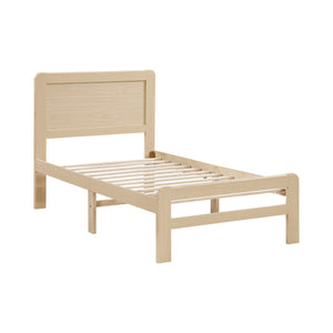 English Elm 1pc Contemporary Finish Queen Size Platform Bed Frame with Slats, Clean Headboard, Modern Wood Appeal Natural 47 L x 19 W x 7 H B011P353120