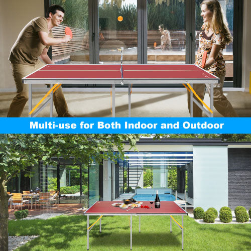 English Elm Double Fish Foldable Mdf Ping Pong Table with Wheels Net Paddles Balls Indoor Outdoor W3087P250981