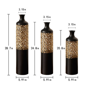 English Elm Floor Metal Vases Set Of 3 – Elegant White & Gold Decor For Modern Home Accents, 20.8"-28.7" Tall W2796P234278