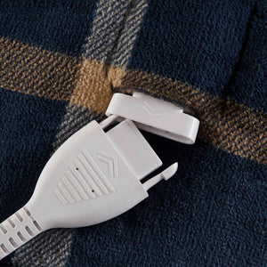 English Elm 1-piece Aztec Heated Throw with 12 Settings Auto Shutoff Soft Ivory Boho Blanket Navy Multi B035P408332