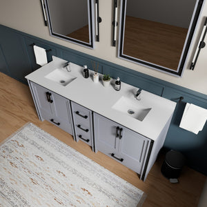 English Elm Dark Grey Double Bath Vanity 80-in W x 22-in D – Solid Wood Frame, Soft-Close Drawers, Fully Assembled with Ample Storage B2731P260739