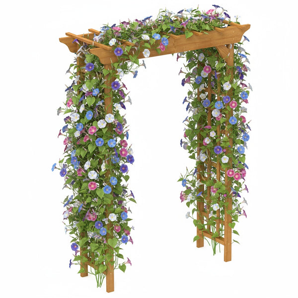 English Elm Wooden Garden Arch Solid Frame Backyard Trellis for Climbing Plants Wedding Ceremony W2640P225585