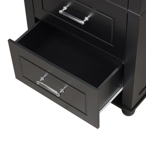 English Elm Tall Bathroom Storage Cabinet - Stylish Freestanding Unit With Two Drawers & Adjustable Shelf, Black N725P241045B-GIGA