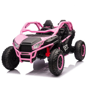 English Elm 24v Two Seater Kids Utv with Parental Remote Dual Motors Four Wheel Suspension Led Pink W1578P198434