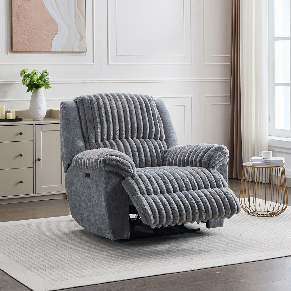 English Elm Cc Power Recliner Chair Faux Leather Executive Seat with Usb Port for Home Office Grey Mix W1805S00198