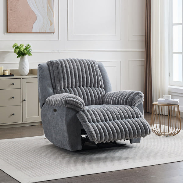 English Elm Cc Power Recliner Chair Faux Leather Executive Seat with Usb Port for Home Office Grey Mix W1805S00198