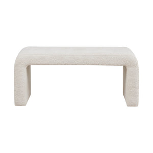 JLA Home INK+IVY - Boucle Modern Waterfall Bench with Textured Bouclé Upholstery, Rounded Corners, Fully Assembled Comfort Cream II105-0524