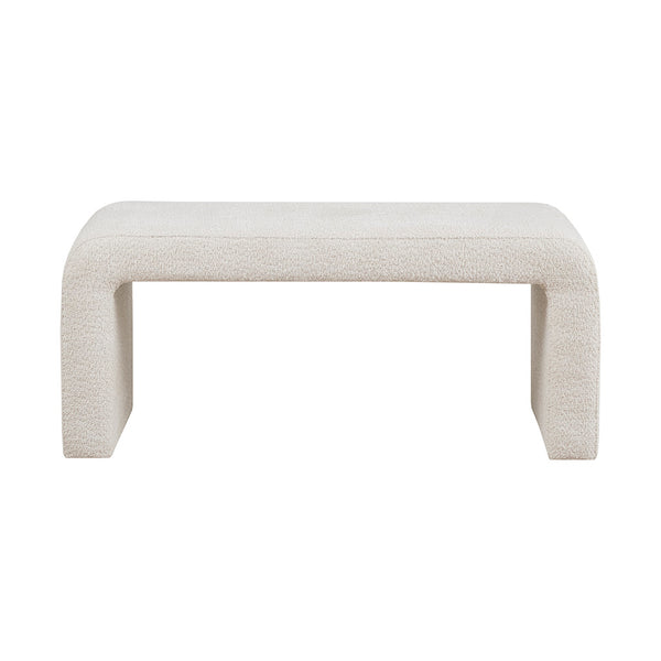 JLA Home INK+IVY - Boucle Modern Waterfall Bench with Textured Bouclé Upholstery, Rounded Corners, Fully Assembled Comfort Cream II105-0524