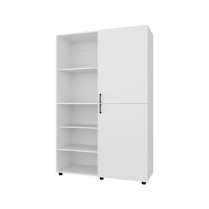 English Elm Ollie modern 2-door wardrobe with open shelving, scratch-resistant finish, roomy hanging space and shelves White 53 L x 23 W x 6 H B128S00186