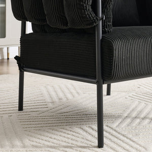 English Elm TS Modern decorative chair with plush teddy fleece upholstery and gold metal legs for luxe comfort and style Black W2311P308070