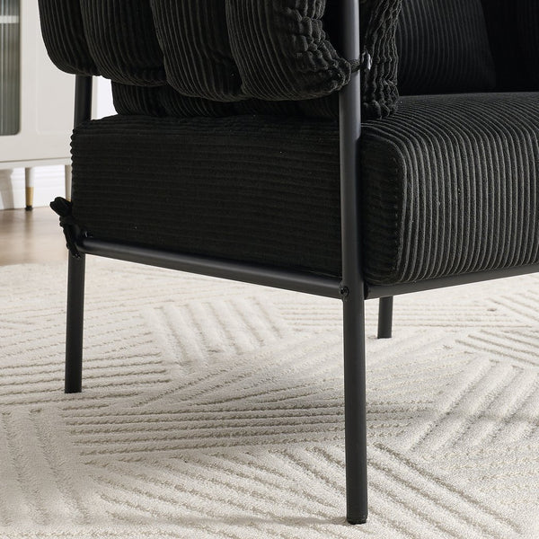 English Elm TS Modern decorative chair with plush teddy fleece upholstery and gold metal legs for luxe comfort and style Black W2311P308070