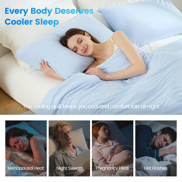 English Elm 1-piece Wave Quilted Nylon Spandex Cooling Comforter for Full and Queen Beds B035P408411