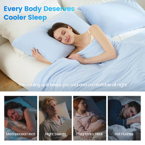 English Elm 1-piece King Cooling Comforter Nylon Spandex Wave Quilted Soft All Season Bedroom Layer Ice Blue B035P408412