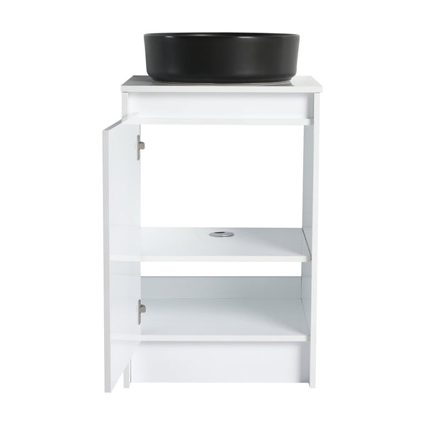 English Elm 20" Freestanding Vanity with Ceramic Sink Soft Close Storage Glossy White Bath W999S00386