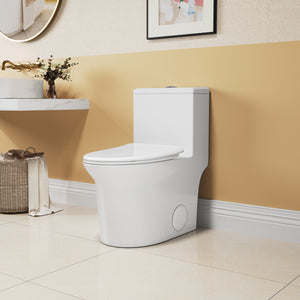 English Elm 1.1/1.6 Gpf Ceramic One Piece Toilet Skirted Comfort Height Dual Flush Soft Close B2724P246931
