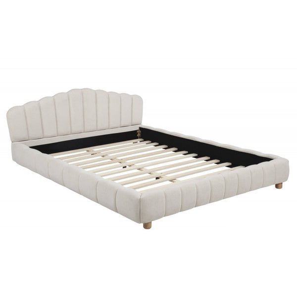 English Elm Velvet Queen Platform Bed Low Profile Modern Frame Plush Upholstered Bedroom B011S02267