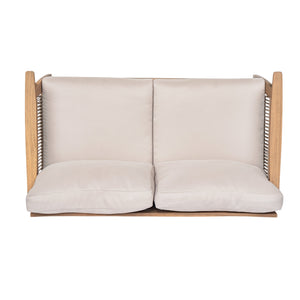 English Elm Outdoor Acacia Hardwood Rope Weave Patio Chat Set with Deep Cushioned Seating N757P408833B