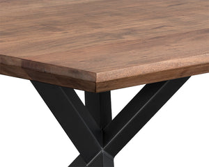 Sunpan Lark 94" Solid Acacia Wood Dining Table with Black Iron Base - Urban Style for Any Space!