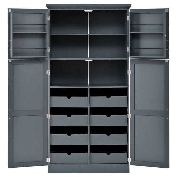 English Elm [assembly Included] Topmax Shaker Pantry Cabinet Tall Mdf Kitchen Storage with Pull-out Trays Gray SP000099AAE