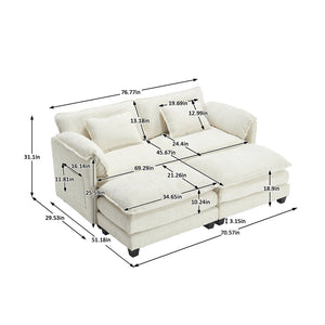 English Elm United Cozy Two-Seat Chenille Sofa With Detachable Armrests, Footstools, And Side Pockets For Comfort P2 W1568S00137-GIGA