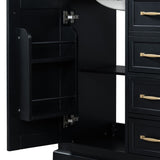 English Elm 30" Bathroom Vanity With Sink, One Package, Black Bathroom Cabinet With Drawers, Solid Frame and Mdf Board