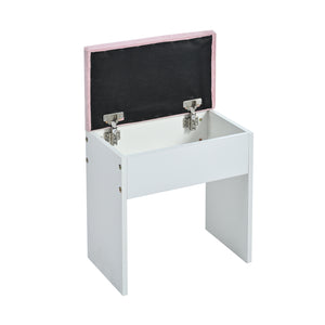 English Elm Makeup Vanity Desk Set with Hollywood Led Mirror Cushioned Stool and Crystal Drawer Pulls N704P340230K
