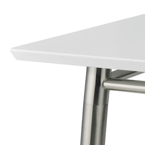 OSP Home Furnishings Brooklyn Matte Wood Top Coffee Table with Brushed Nickel Frame for Modern Living White MG1242S-WH