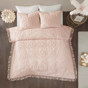 English Elm Tufted Laetitia Cotton Chenille Medallion Fringe Coverlet Set King/Cal King Blush – OEKO-TEX, All-Season Comfort B03597526