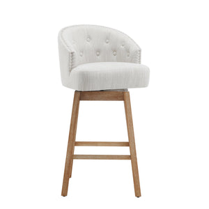 English Elm Christopher Knight Home® - 33.25" Swivel Counter Stools Set of 2 - 360° Upholstered Button-Tufted Back, Rubberwood Frame, Beige WF532109BGE