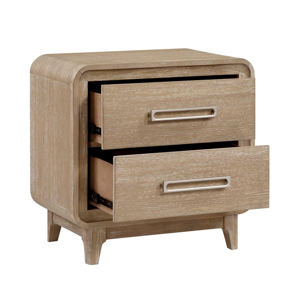 English Elm Modern Natural Finish Nightstand with 2 Spacious Drawers Curved Corners 28x17x27" Bedroom Table B011P332261