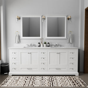 English Elm White Double Bath Vanity 84" W With Mirrors – Elegant Design, Ample Storage & Easy Installation! B2731S00546-GIGA