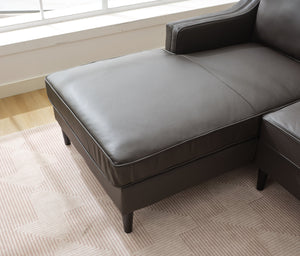 English Elm 94.5 Inch L-Shaped Genuine Leather Sofa With Left Chaise Lounge - Modern Espresso Elegance For Home W791S00023