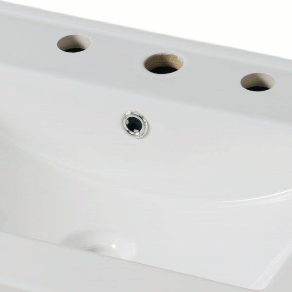 English Elm Christopher Knight Home® - 36" Bathroom Vanity with Ceramic Sink, Solid Wood Legs, Waterproof Finish, Soft-Close Hinges, Open Shelf, Silver Knobs White N817P286249W