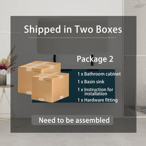 English Elm 48" Modern Wall-Mounted Bathroom Vanity With Resin Double Sink & Soft-Close Doors For Stylish Storage P1 W999S00351-GIGA