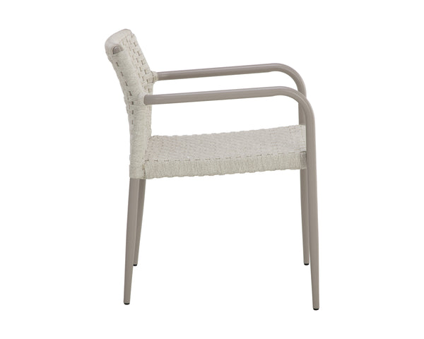 Sunpan Casella Stackable Dining Armchair Set of 2 - Stylish, Weatherproof Design with Cream Rope Weave