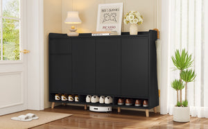 English Elm On-Trend Contemporary Shoe Cabinet With Adjustable Shelves, Stylish Organizer For Entryway & Living Room N721S000058B-GIGA