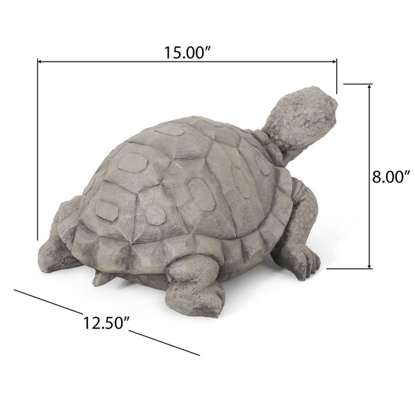 English Elm Christopher Knight Home® - TURTLE Handcrafted Outdoor Garden Statue in Dark Gray Cast Stone, Weather-Resistant Vintage Accent (12.5" W) 70872.00DGRY