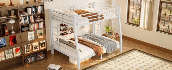 English Elm Metal Full Xl Over Queen Bunk Bed – Space-Saving, Durable Steel Frame, No Box Spring Needed, Easy Setup W1580S00288